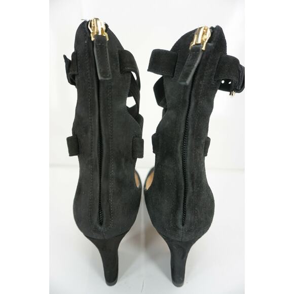 Valentino Black Suede Plum Ankle Wrap Sandals Size 36.5 Strappy $995 Heels NIB - Picture 9 of 11
